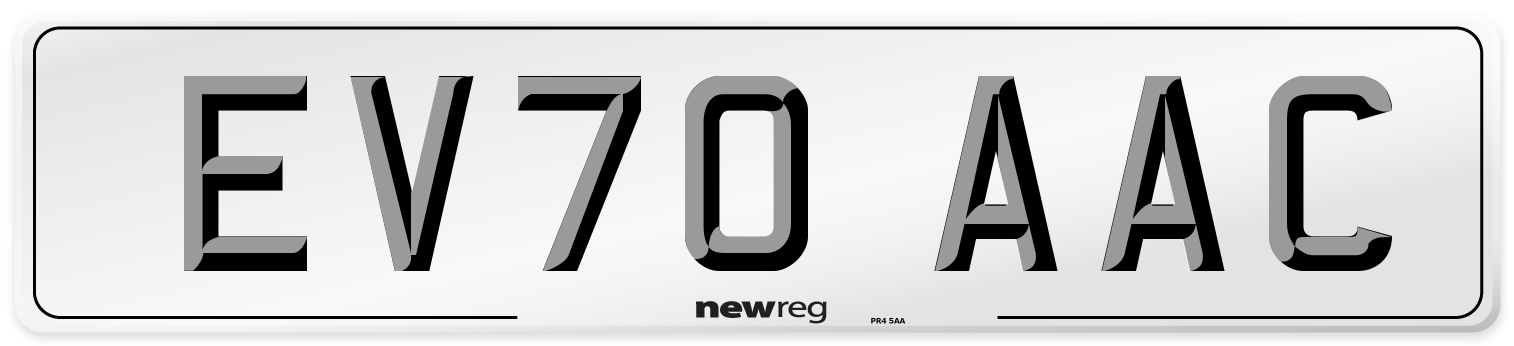 EV70 AAC Number Plate from New Reg